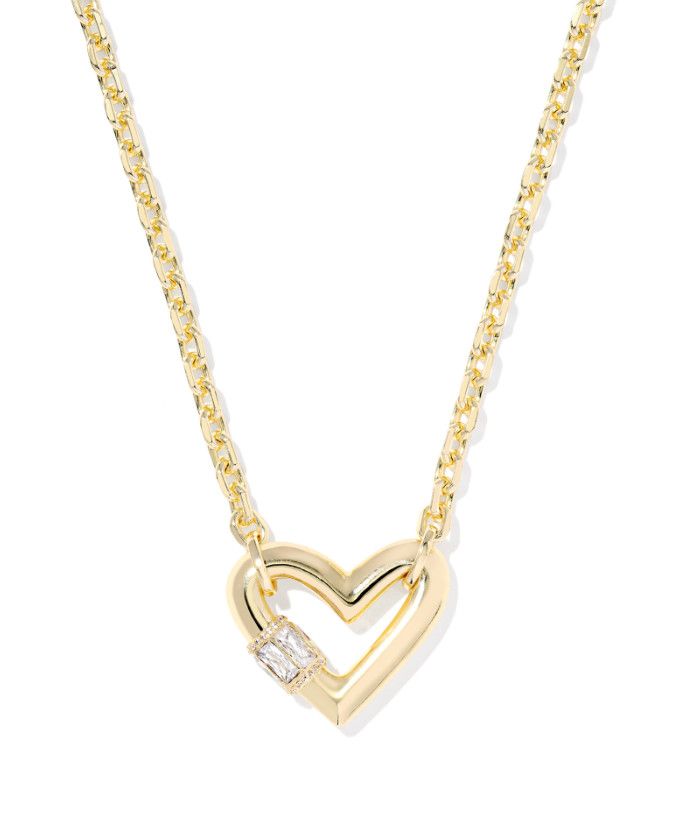 The Emery Heart Pendant in Gold White Crystal