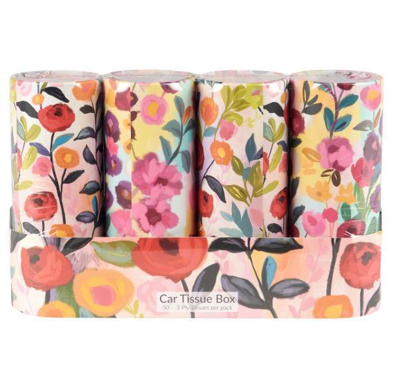 Bright Floral Car Tissues Box Set of 4