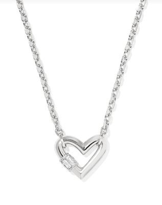The Emery Heart Pendant in Silver White Crystal