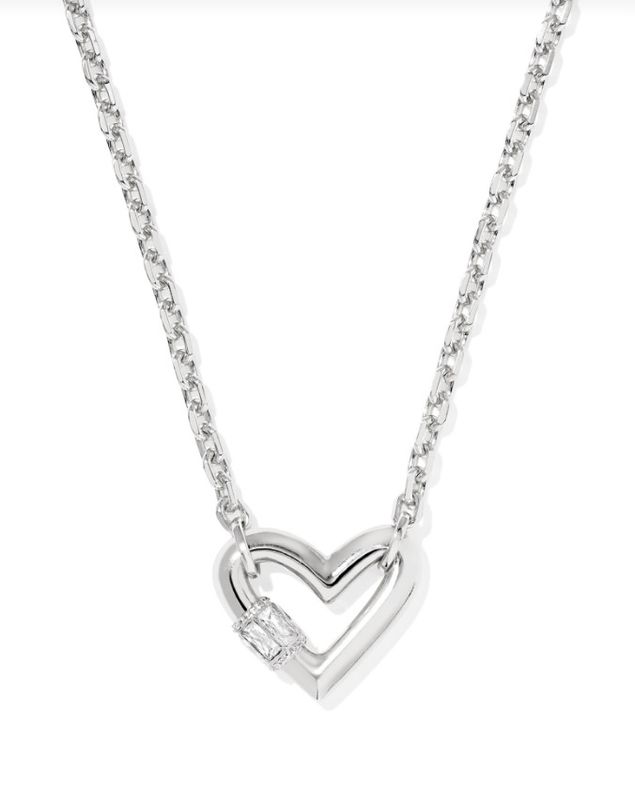 The Emery Heart Pendant in Silver White Crystal