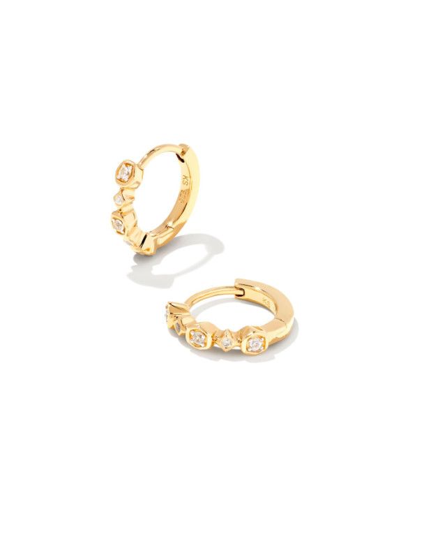 The Davie Trio Huggie Earring 18K Gold Vermeil White Saphire