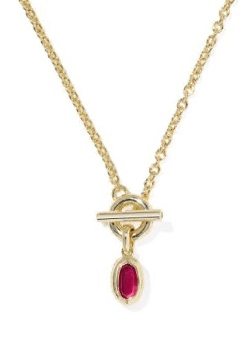 The Mini Elisa Toggle Pendant in Gold Carmine Red Illusion