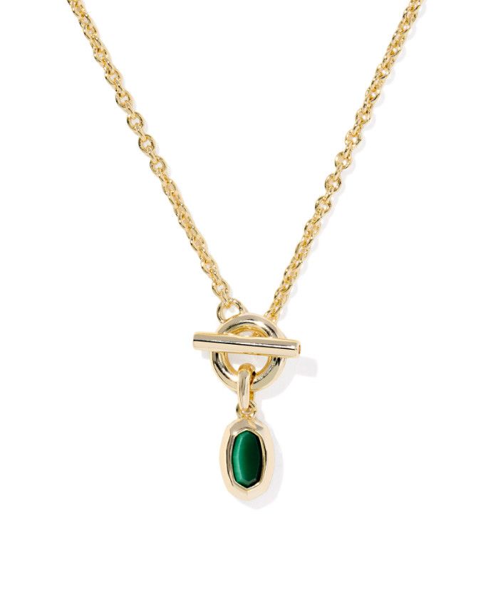 The Mini Elisa Toggle Pendant in Gold Green Tiger&#39;s Eye