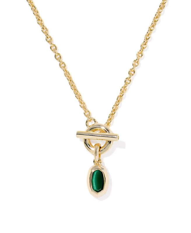 The Mini Elisa Toggle Pendant in Gold Green Tiger&#39;s Eye