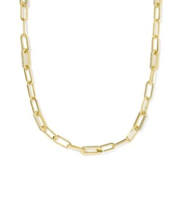 The Bella Chain Necklace in Gold White Crystal