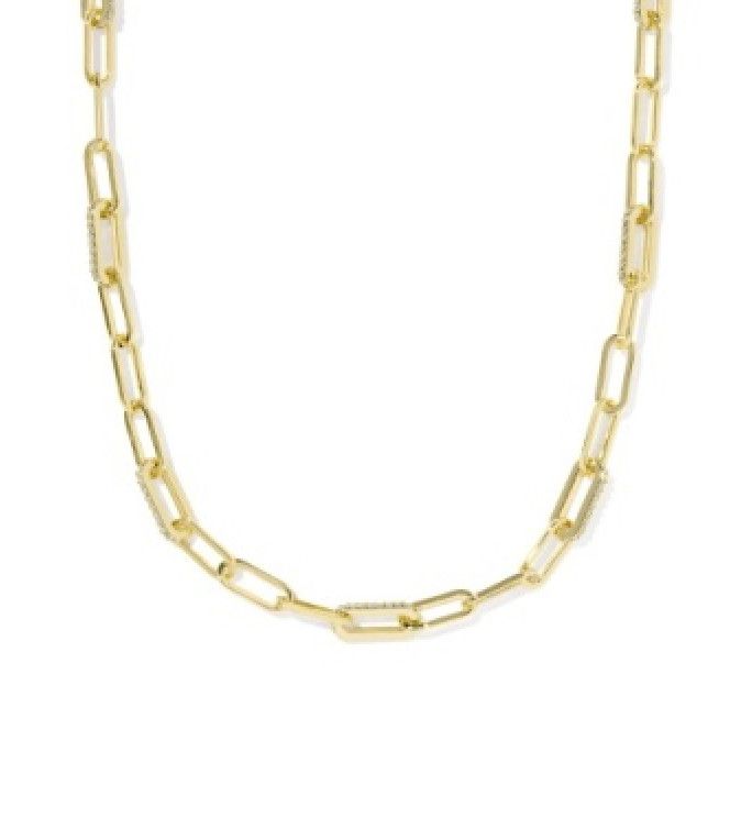 The Bella Chain Necklace in Gold White Crystal