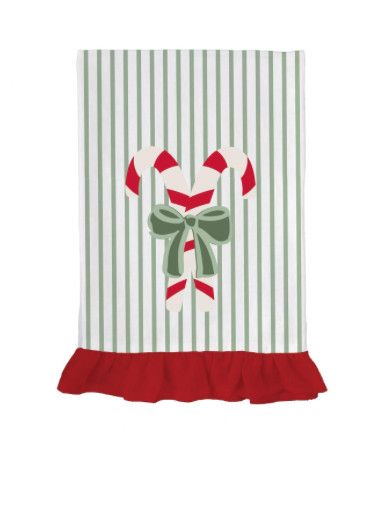 Candy Cane Embroidered Tea Towel