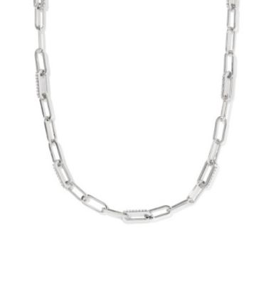 The Bella Chain Necklace in Silver White Crystal