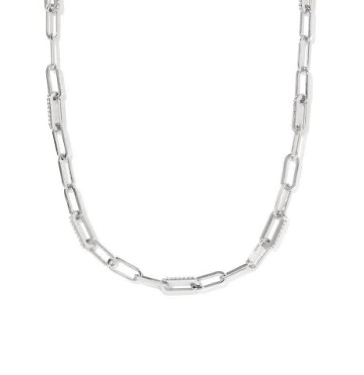The Bella Chain Necklace in Silver White Crystal