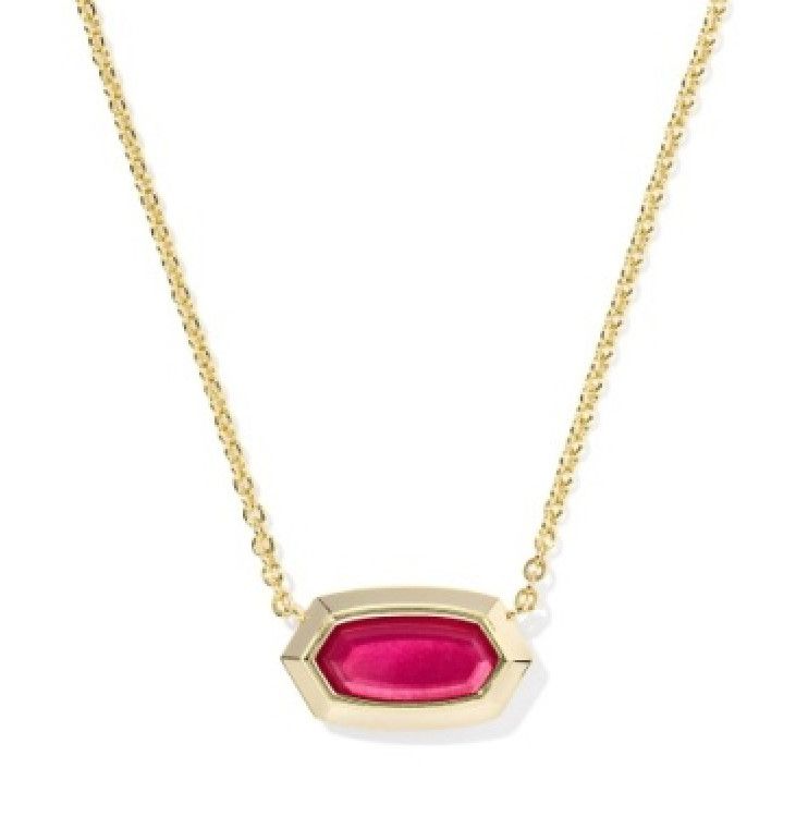 The Elisa Bezel Pendant Necklace in Gold Carmine Red Illusion
