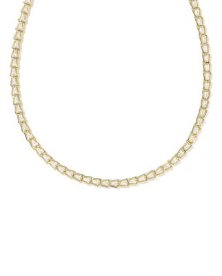 The Bella Tennis Necklace in Gold White Crystal