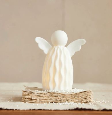 Stoneware Bisque Angel with LED Lights