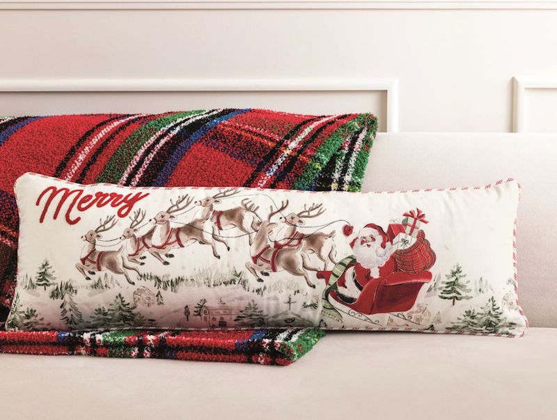 Santa Scene Long Pillow