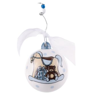 Baby&#39;s First Blue Rocking Horse Ornament