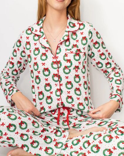The Clara Wreath Button Up Sleep Shirt