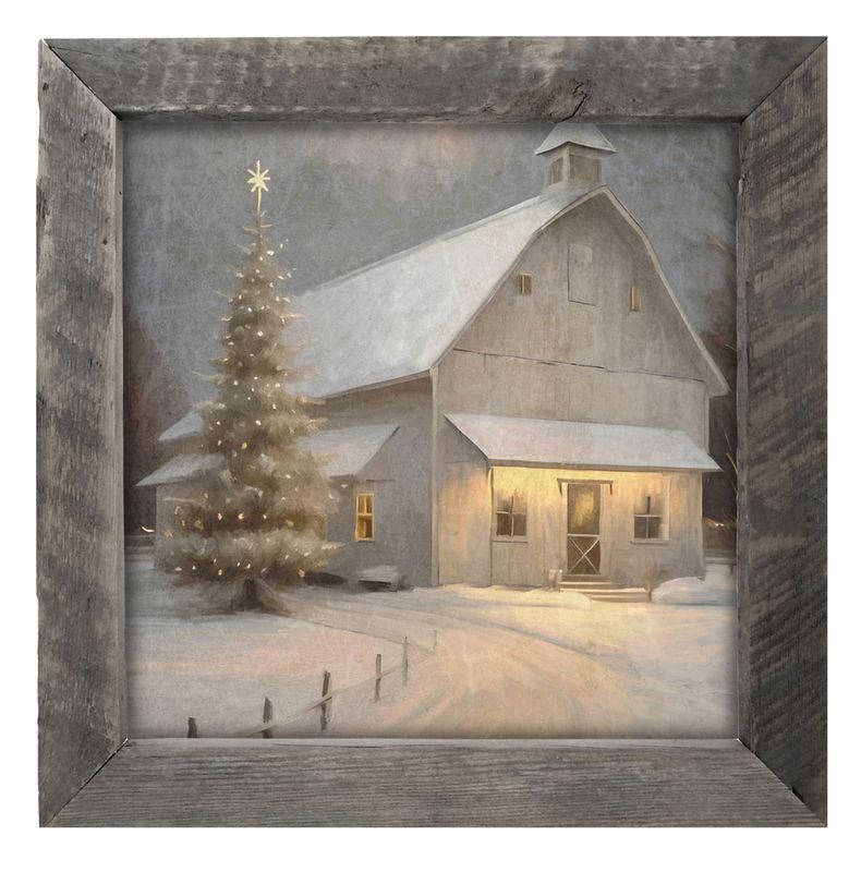 Christmas Night Farm Large Natural Frame | 14x14