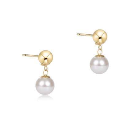 Classic 8mm Ball Drop Stud Pearl