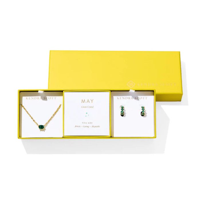 The Cailin Birthstone Gift Set in Gold Green Crystal