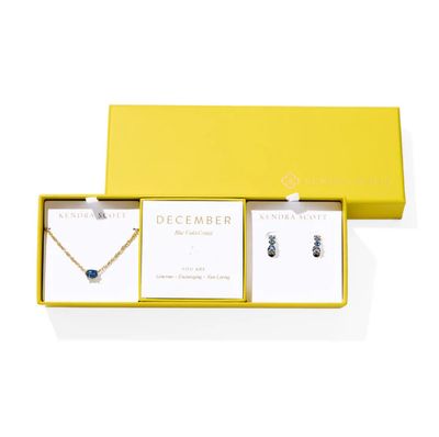 The Cailin Birthstone Gift Set in Gold Blue Crystal