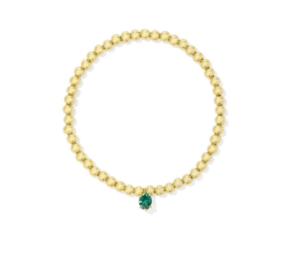 The Cailin Stretch Bracelet in Gold Green Crystal