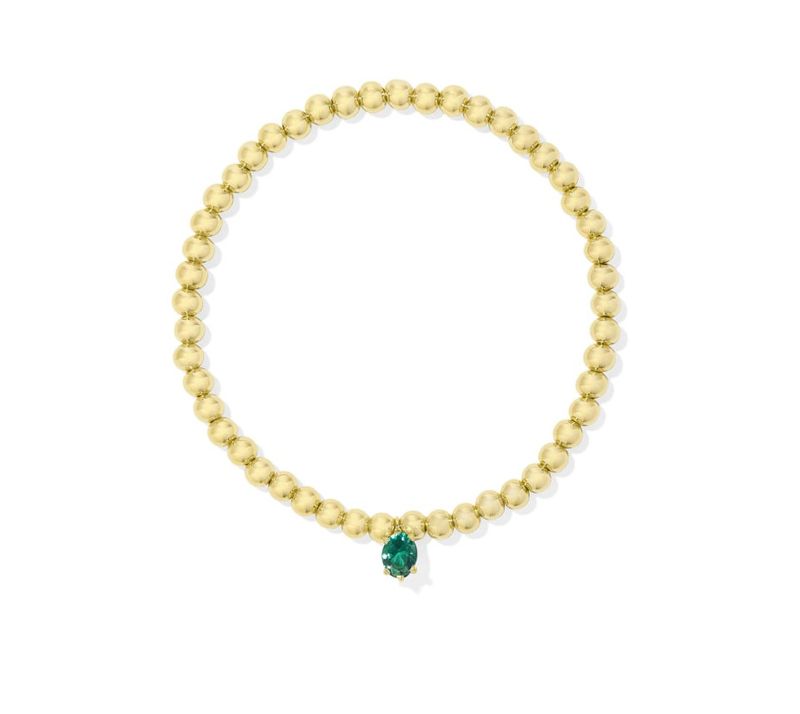 The Cailin Stretch Bracelet in Gold Green Crystal