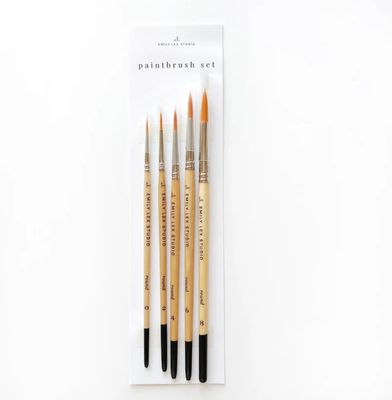 Watercolor Wood Paintbrush Set of 5