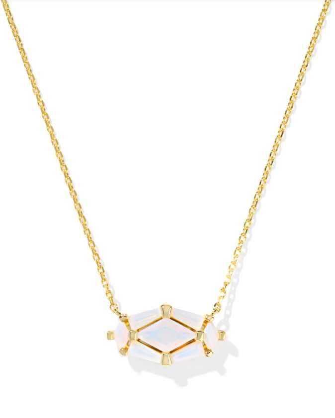 The Lindy Rae Elisa Pendant Gold White Opal Crystal
