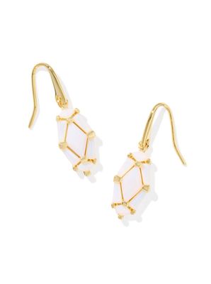 The Lindy Rae Lee Drop Earrings in Gold White Opal Crystal