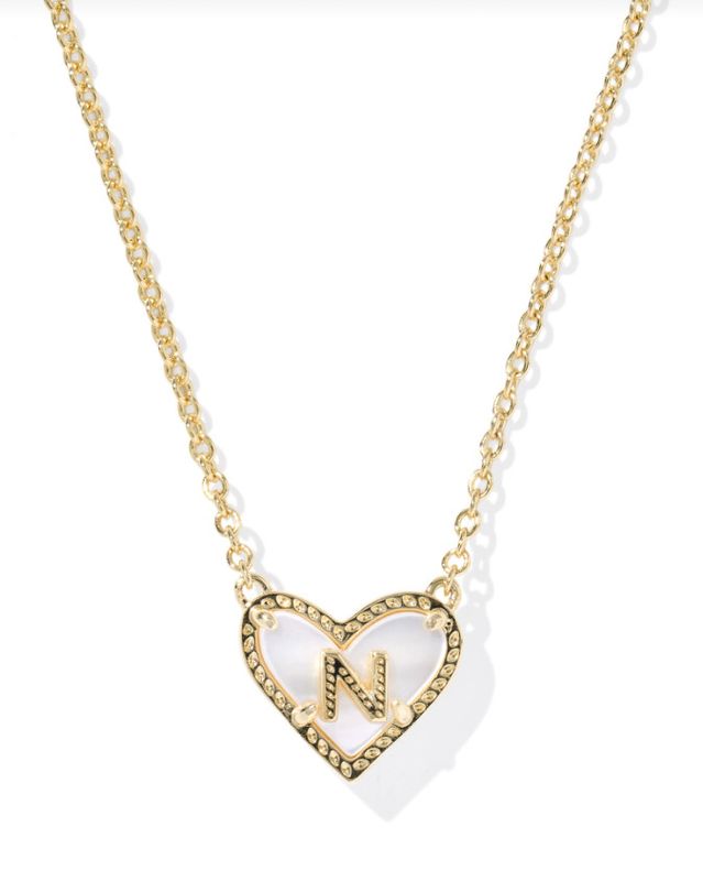 The Heart Letter Pendant in Gold Ivory Mother of Pearl