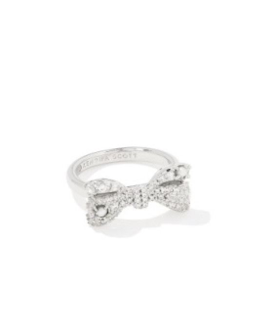 The Krista Bow Cocktail Ring in Silver White Mix
