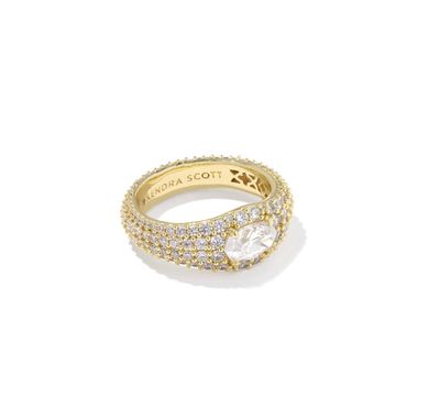The Bella Band Ring in Gold White Crystal