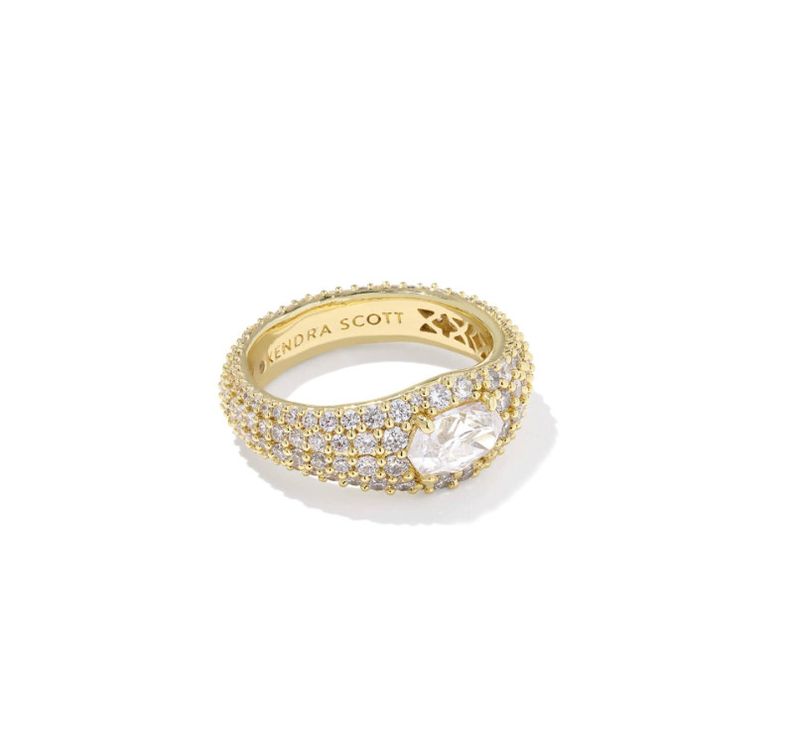 The Bella Band Ring in Gold White Crystal