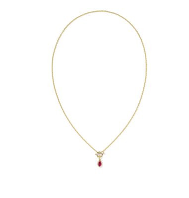 The Mini Elisa Toggle Pendant in Gold Carmine Red Illusion