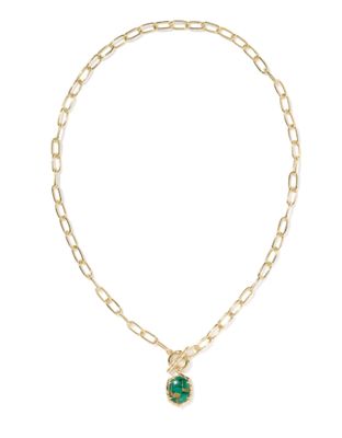 The Daphne Link Chain Necklace in Gold Bronze Malachite