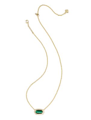 The Elisa Bezel Pendant Necklace in Gold Green Tiger's Eye