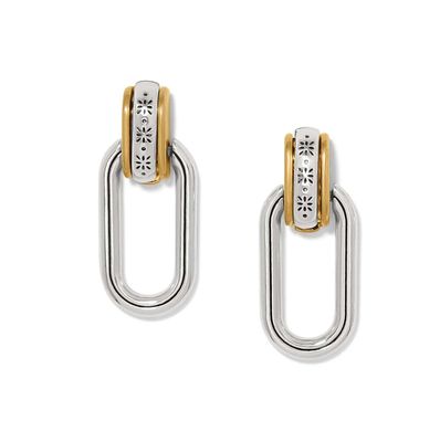 Mosaic Two Tone Post Drop Earrings