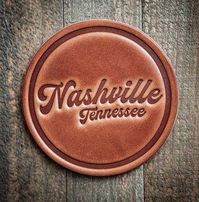 Nashville Tennessee Script Leather Coaster