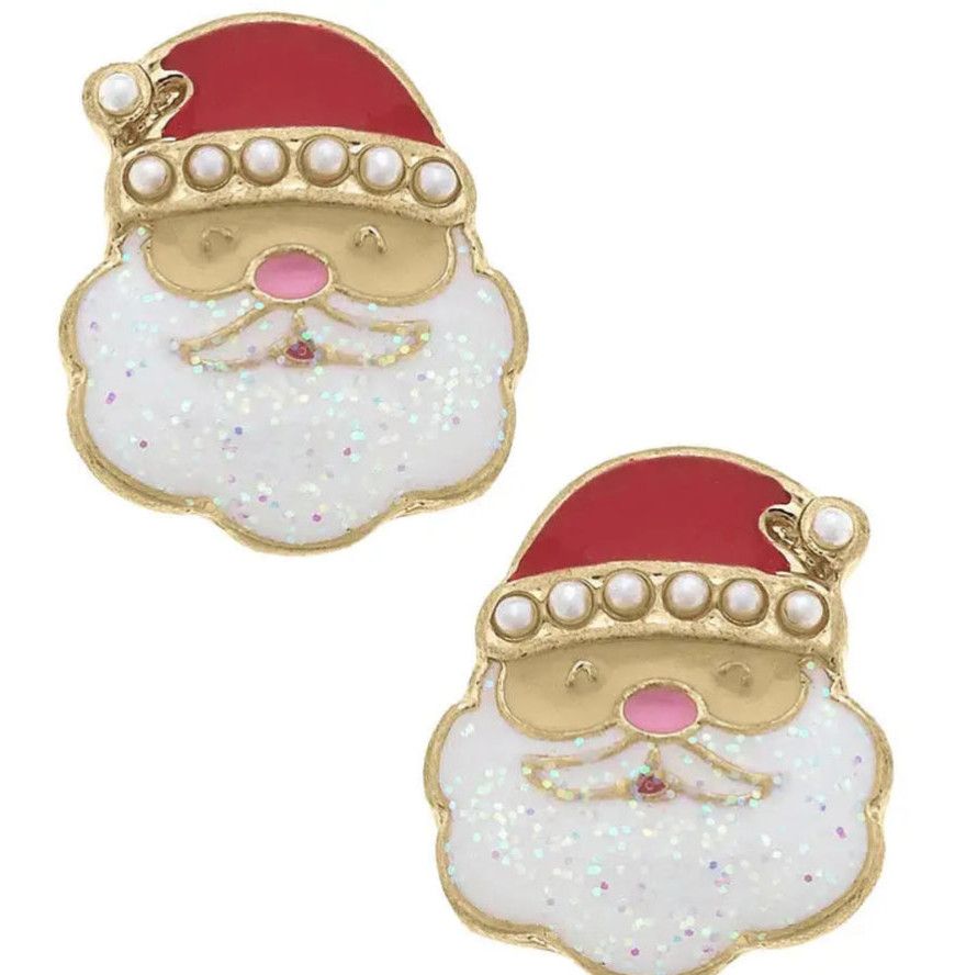 Pearl Studded Santa Claus Earrings