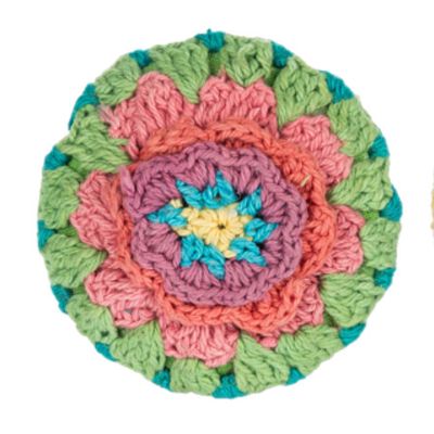 Crocheted Mirror | Green &amp; Pink