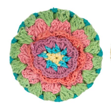 Crocheted Mirror | Green &amp; Pink