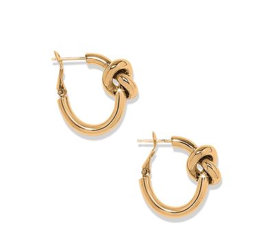 Interlok Single Knot Hoop Earrings Gold