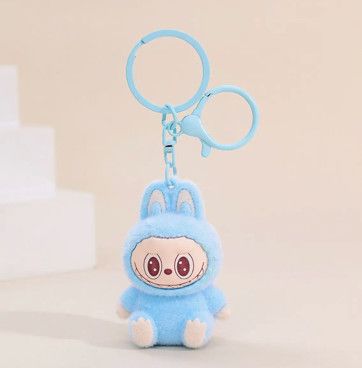 Flocked Labubu Keychain/Bag Charm, Color: Blue