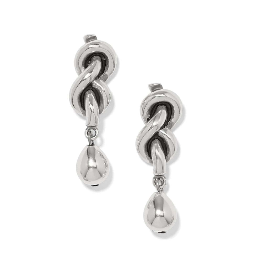Interlok Single Knot Drop Earrings Silver