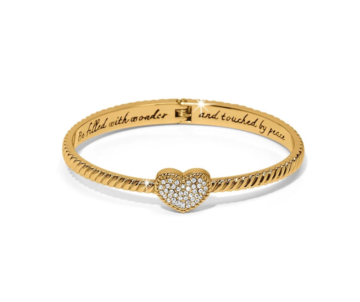 Celestia Heart Hinged Bangle Gold