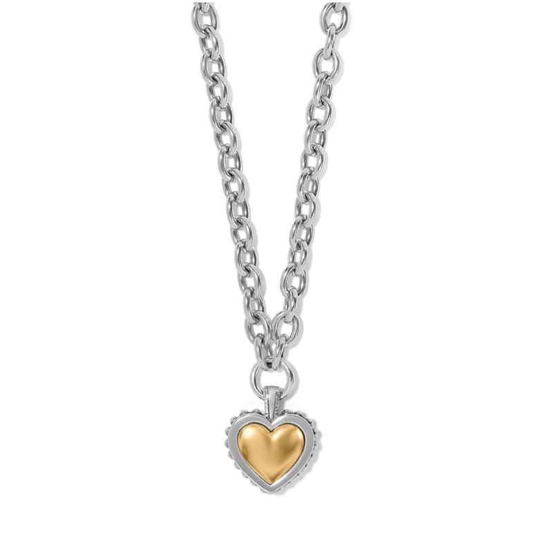Pretty Tough Bold Heart Two Tone Necklace