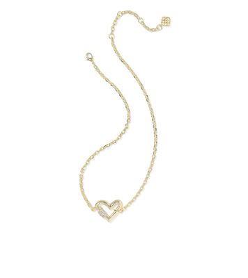 The Emery Heart Pendant in Gold White Crystal