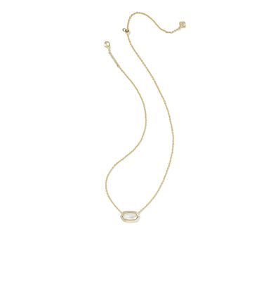 The Elisa Bezel Pendant Necklace in Gold Ivory Mother of Pearl