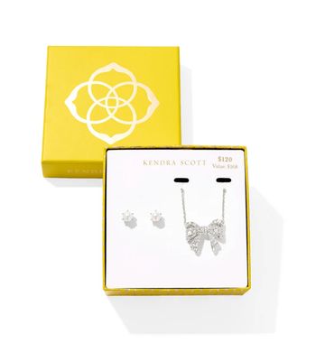 The Krista Bow Ashton Stud Gift Set in Silver White Mix