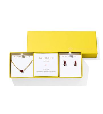 The Cailin Birthstone Gift Set in Gold Red Crystal