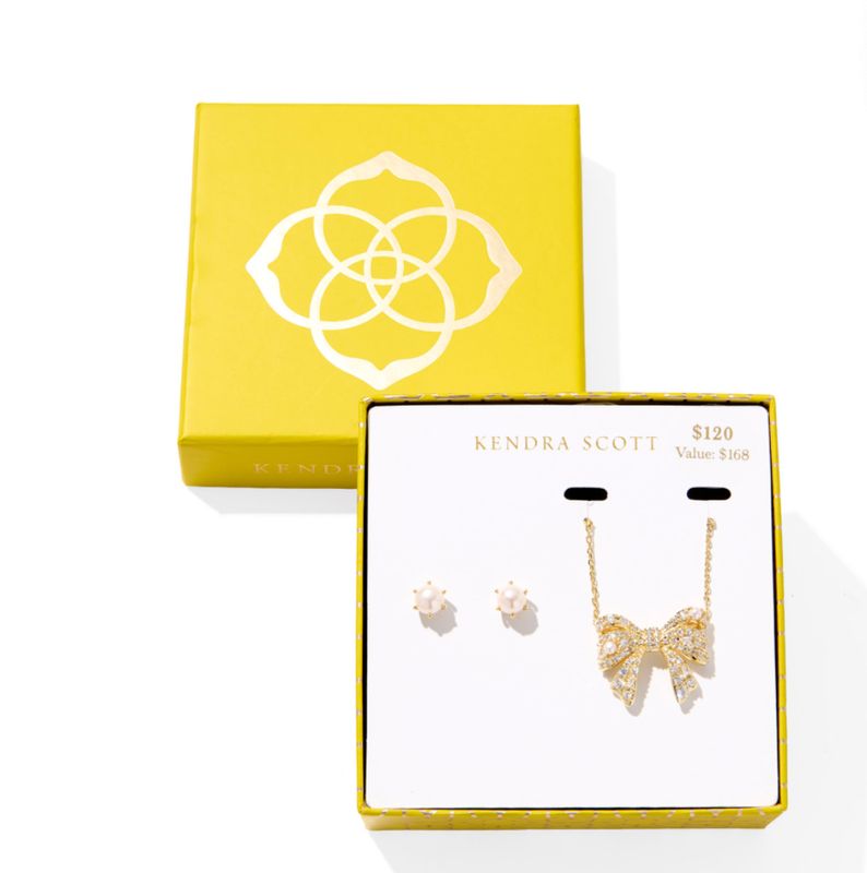 The Krista Bow Ashton Stud Gift Set in Gold White Mix